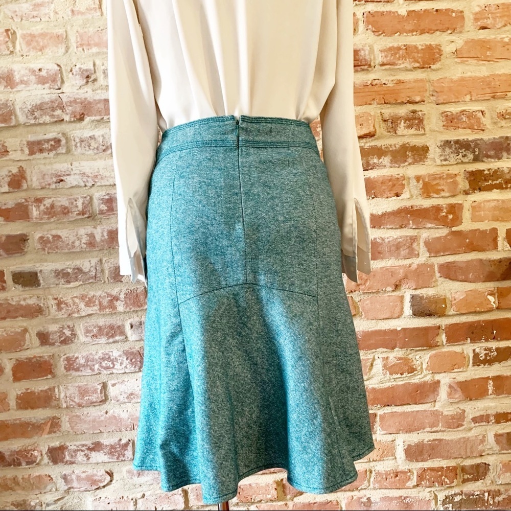 Loft Tulip Tweed Teal Skirt 0 - Picture 4 of 8